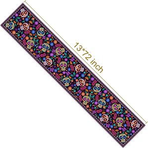 Mantel de Lino con Diseño de Carnaval Mexicano, con Estampado Floral de Aves y Calaveras del Día de Muertos, <span class=keywords><strong>para</strong></span> Hoteles - Product Image 6