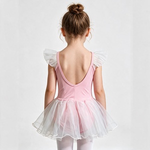 Maillot de Ballet para Niñas con Tutú, Vestido de Danza con Volantes en el Hombro, Cuello Cuadrado Brillante, Ropa para Actuaciones y Entrenamiento - Product Image 2