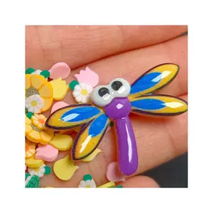 1bag dragonfly insect shape flower charms resin cabochons clay polymer charms mother's day gift