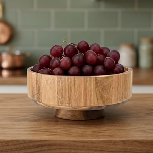 Bol en bois fait main avec motif raisins rouges, design minimaliste, empilable, pour fruits et collations, usage domestique, cadeau d'affaires - Product Image 4