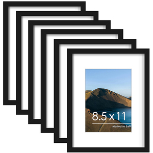 Juego de 6 Marcos de Fotos Negros HOMCO de 8.5 x 11 Pulgadas, para Exhibir Fotos de 6x8 con Paspartú, Marcos de Fotos de 8.5 x 11 Pulgadas para Decoración de Pared - Product Image 1