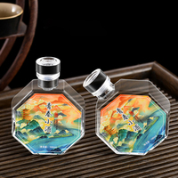 Design Unique Personnalisé Plat Luxe Vide Mini Petite 100ml Tequila Liqueur Vin Bouteille Verre Gingembre Shot Spiritueux Bouteille avec Couvercle