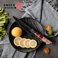 Logo personnalisé ambre véritable lame noire forgée couteau à légumes couteaux d'office japonais couteau utilitaire de cuisine pour fruits