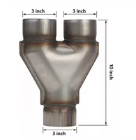 Adaptateur de tuyau en Y universel en acier inoxydable de 3 pouces, simple et double de 2.5 pouces, tuyau d'échappement