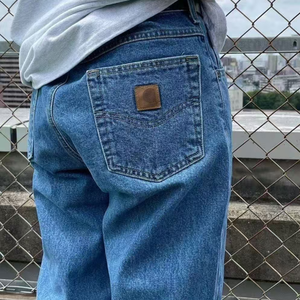 <span class=keywords><strong>Pantalon</strong></span> en jean empilé streetwear <span class=keywords><strong>pas</strong></span> <span class=keywords><strong>cher</strong></span> pour homme, coupe droite longue, en coton, délavé, jambe large, avec LOGO - Product Image 5