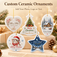 Ornements de Noël en céramique vierges en vrac, pendentifs ovales et circulaires à suspendre, impression UV par sublimation, cadeaux de fêtes DIY