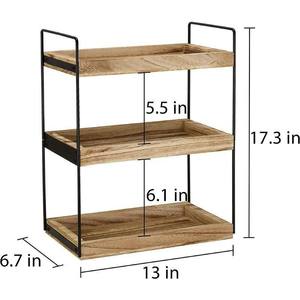 Ripiano in legno personalizzabile doppio ripiano portaoggetti in ferro battuto bagno casa multiuso <span class=keywords><strong>cucina</strong></span> mensola da pavimento a soffitto - Product Image 2