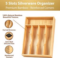 Organisateur de tiroir de cuisine en bambou, plateau porte-ustensiles de 9 pouces pour petit tiroir, support en bois pour couverts et couteaux