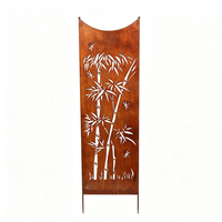Panneaux de clôture rustiques en fer et bambou à motif de feuilles, thème nature, pour l'extérieur, décoration de pelouse, vente en gros