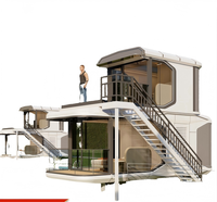 Système de maison capsule spatiale à double étage de luxe, hôtel mobile de plage, maison d'hôtes, conteneurs habitables, supermarché, immeuble de bureaux, magasin en acier