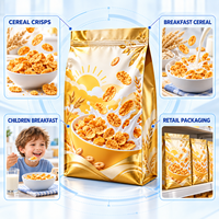 Sachets personnalisés en aluminium pour céréales, scellés sur huit côtés, avec marquage à chaud, pour la vente au détail et en gros