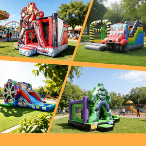 Château gonflable commercial super-héros rouge et or avec toboggan, pour enfants, idéal pour événements et locations, personnalisable - Product Image 6