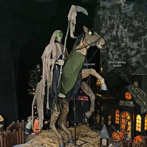 Casa Embrujada de Halloween Ghost Valley Guest, Parque de Atracciones, Grandes Decoraciones de Terror con Sensor Eléctrico para Exteriores, Caballero sin Cabeza - Product Image 5
