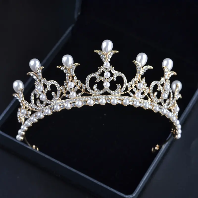 SongMay custom bridal hair accessories luxury wedding tiaras and pearl crown bridal tiara