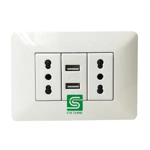 Italian Style WallDouble Plug Power Socket Electric Wall Outlet with USB Ports