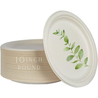 Vaisselle de fête écologique en bagasse de canne à sucre, assiette jetable de 10 pouces, compostable pour les événements