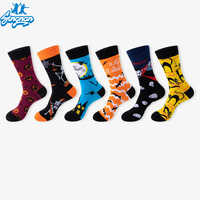 Chaussettes en coton à rayures sur le thème d'Halloween, chaussettes amusantes de qualité avec des motifs de crânes, de chauves-souris, de citrouilles et de chats