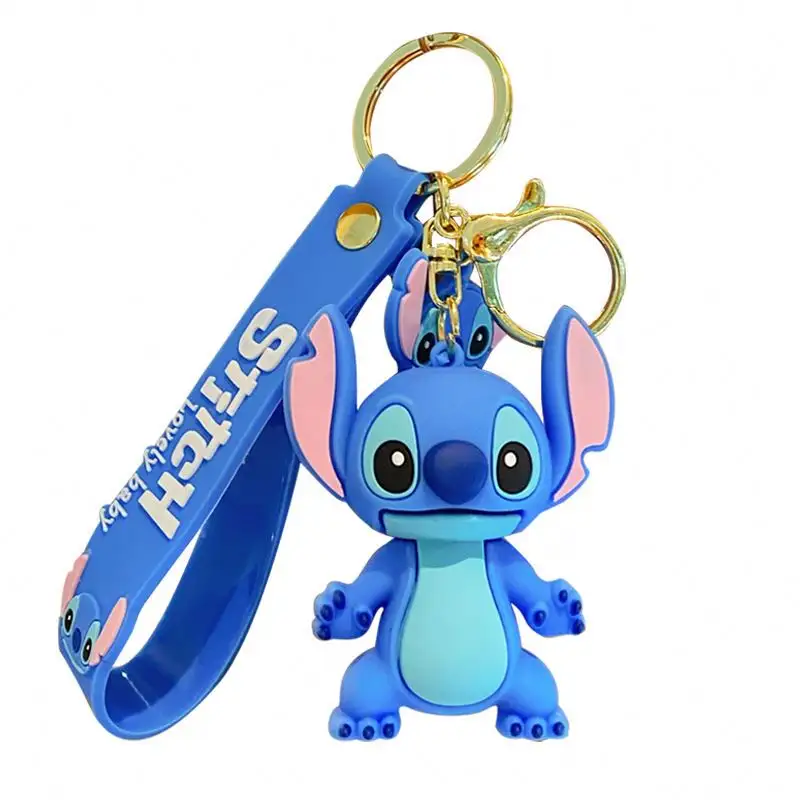 Venda quente Bonito Dos Desenhos Animados Kawaii Stitch Monster Metal PVC Keychain para Meninas Chaveiro Acessórios Kids Gifts Bolsa Caneta