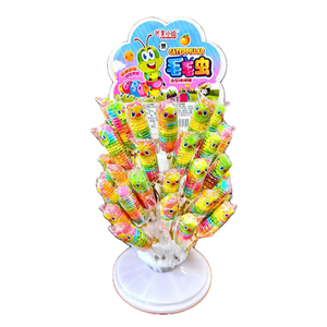 Halal colorido surtido <span class=keywords><strong>de</strong></span> frutas sabor dulce oruga forma piruleta <span class=keywords><strong>caramelo</strong></span> - Product Image 2