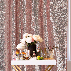 Ingrosso Nuovo Arrivo Professionale di Natale Decorazione del Soggiorno Glitter Tessuto Sfondo 2x8ft Oro Rosa Tenda di paillettes - Product Image 4