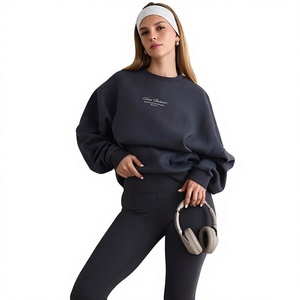 Custom Blank French Terry Crew Neck <b>Sweatshirt</b> Cropped Oversized Raglan Loose Women <b>Yoga</b> Gym Casual Daily Loungewear Workout Top - Product Image 1