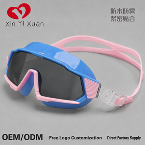 Xin Yi Xuan Swimming Goggles <b>Mirror</b> Coated Lens Anti Fog <b>Plastic</b> Frame Blue Color Universal Fit - Product Image 1