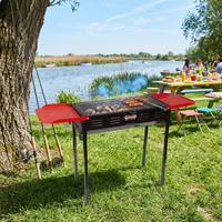 Barbecue au charbon de bois pliable portable avec étagères latérales pliables, robuste, pour le camping en plein air, rangement compact, facile à transporter