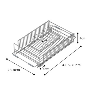 Étagère d'angle ajustable pour <span class=keywords><strong>cuisine</strong></span>, panier en treillis métallique pour évier, égouttoir à vaisselle coulissant, tiroir de rangement pour épices/aliments, unité de rangement métallique - Product Image 3