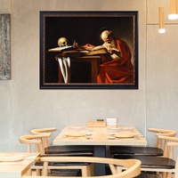 Peintures à l'huile faites à la main, style baroque italien célèbre, reproduites par le maître Caravaggio, Saint Jérôme écrivant réaliste, base en toile