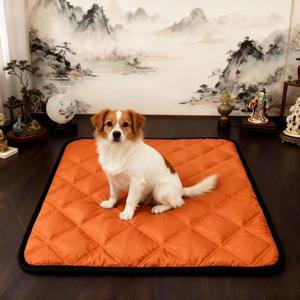 Alfombra rectangular para perros, de tela Oxford, algodón, impermeable, relleno de fibra de poliéster, lavable a mano, color sólido, cojín para asiento de perro - Product Image 2