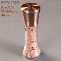Moulin à épices de table de cuisine en acier inoxydable doré rose manuel salière et moulin à poivre avec bouteille en verre