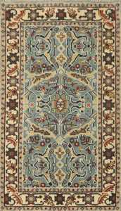 Hermosa alfombra tradicional hecha a mano de 3x5 pies azul Oushak Alfombra de lana Floral alfombra decorativa personalizable felpa de algodón de alta demanda para - Product Image 2