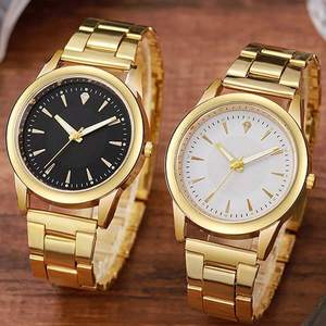 Stainless Steel Quartz Wristwatch for Women Men Business Casual 40mm Dial Diameter Golden Case Alloy Coin Silver Couple Gift - Product Image 1