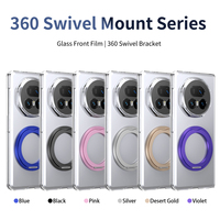 Funda Transparente Antiamarilla con Cubierta Plegable, Soporte Magnético Giratorio de 360° N52, Cristal Templado, Carga Inalámbrica para Teléfono Honor