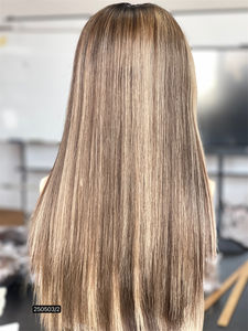 Pelucas de cabello humano con encaje frontal personalizado HD 13*5 Color marrón con resaltado de color rubio 20 pulgadas para mujeres - Product Image 4