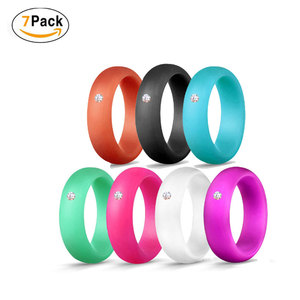 Female 5.7MM Wide Cubic Zirconia Rubber <strong>Wedding</strong> Bands Stackable Braided <strong>Silicone</strong> Rubber Finger <strong>Ring</strong> Women - Product Image 5