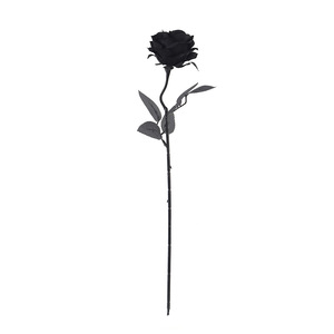 Costume de Fête des Morts d'Halloween, <span class=keywords><strong>Fausse</strong></span> <span class=keywords><strong>Fleur</strong></span> de Rose Noire et Blanche en Soie d'Imitation Sombre - Product Image 5