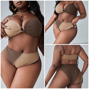 Intiflower BW2114 nouveauté 2023 maillots de bain Sexy maillots de bain grande taille 2 pièces <span class=keywords><strong>Bikini</strong></span> pour femmes grasses OEM Service adultes solide - Product Image 2