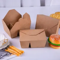 Emballage de livraison Offre Spéciale jetable Boîte de papier kraft brun à emporter Conteneur de nourriture à emporter écologique Boîte à lunch bio