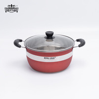 Batterie de Cuisine Compatible Induction Royal Louis Rouge et Argent avec Poignée Anti-Brûlure pour la Maison et la Cuisine
