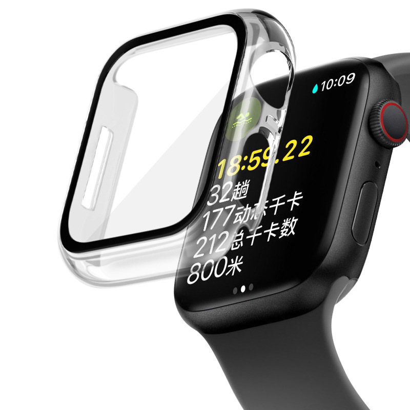 Новый матовый жесткий защитный чехол из поликарбоната с закаленным стеклом, защитный чехол для часов Apple Watch 7 41/45 мм
