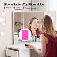 Octo Buddy Support de téléphone en silicone transparent avec ventouse adhésive pour iPhone et accessoires, pour utilisation sur bureau ou lit