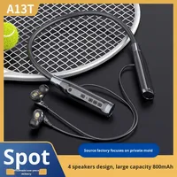 A13T Écouteurs à quatre haut-parleurs, style tour de cou, étanches IPX5, batterie 800 mAh, commande vocale, nouveau modèle privé, sport