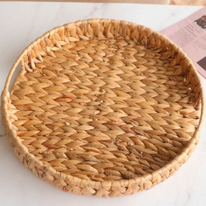 Rattan Storage <b>Basket</b> Circle With Handles Willow Straw <b>Weaving</b> Neatening Storage Solution - Product Image 4