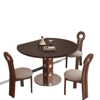 Table à manger pliable en ardoise à base solide pour petits appartements, gîtes, cafés - Meuble de salle à manger de style vintage rétro