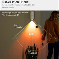 Veilleuse à détecteur de mouvement à LED Lampe murale magnétique sans fil rechargeable pour escaliers Chambre à coucher Couloir Cour