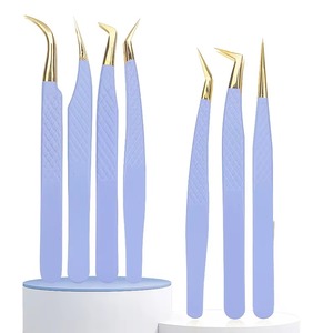 Stainless Steel Eyelash <b>Adhesive</b> Pliers Anti Static Smooth Tip <b>Lash</b> Extension Tweezers - Product Image 3