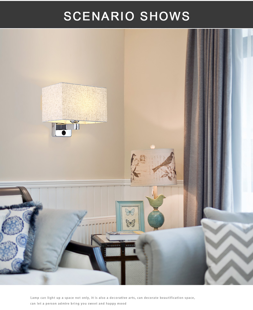 European Reading Wall Lights E27 Interior Bedroom Living Room Hotel Loft Bedside Led fabric wall lamp Indoor