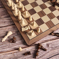 Échiquier pliant Portable voyage tournoi plateau de jeu pour adultes enfants jeu d'échecs en bois avec pièces magnétiques