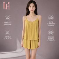 Ensemble de vêtements de nuit pour femmes en tricot slub certifié écologique, non toxique, avec col ras du cou, pour la chambre à coucher, la nuit et la relaxation